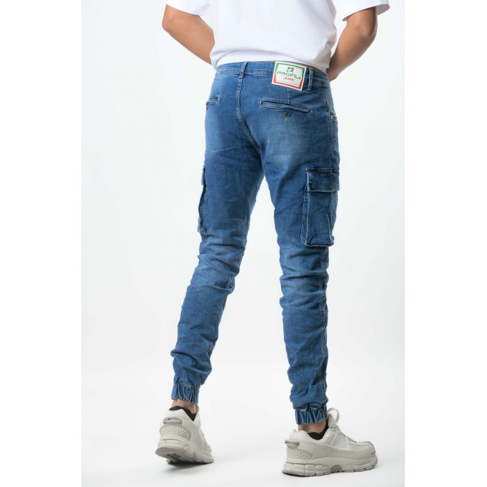 Παντελόνι Jean Cargo Λάστιχο Profil 820 Middle Blue Jeans