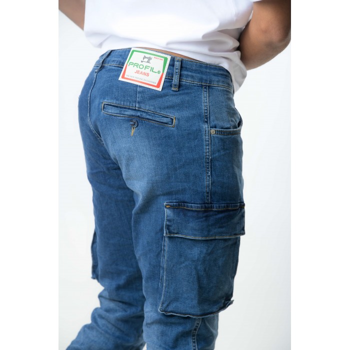 Παντελόνι Jean Cargo Λάστιχο Profil 820 Middle Blue Jeans