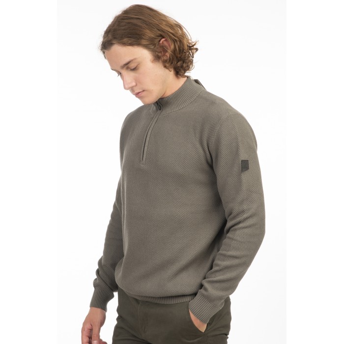 Πλεκτό Half Zip Rebase 242-RKNIT-8012 Agave Green Πλεκτά