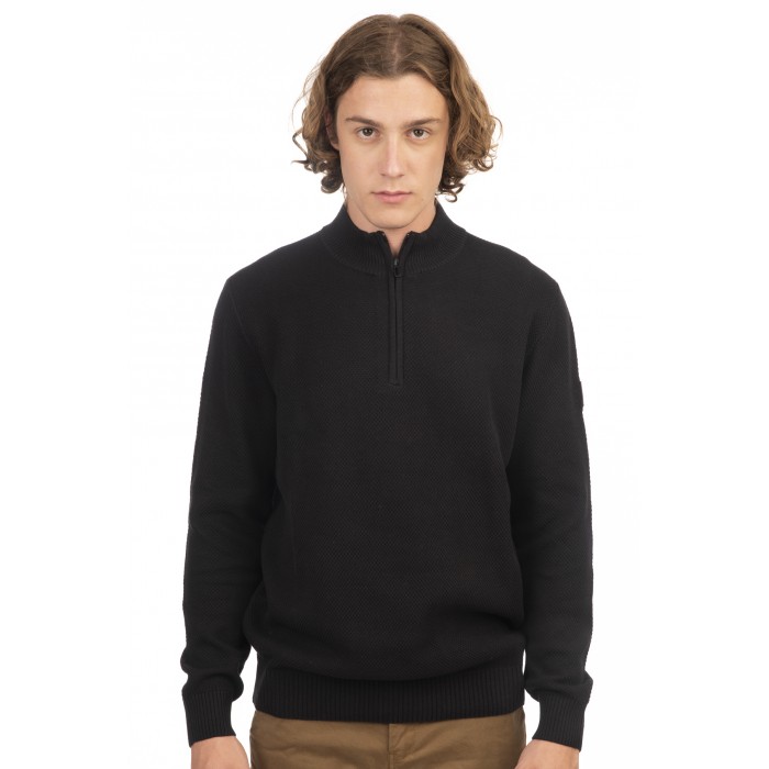 Πλεκτό Half Zip Rebase 242-RKNIT-8012 Black Πλεκτά