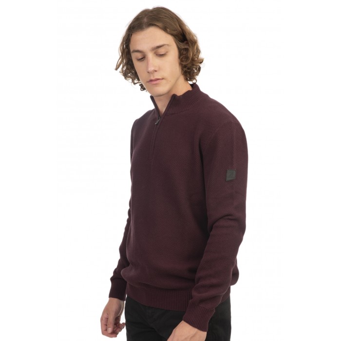 Πλεκτό Half Zip Rebase 242-RKNIT-8012 Aubergine Πλεκτά