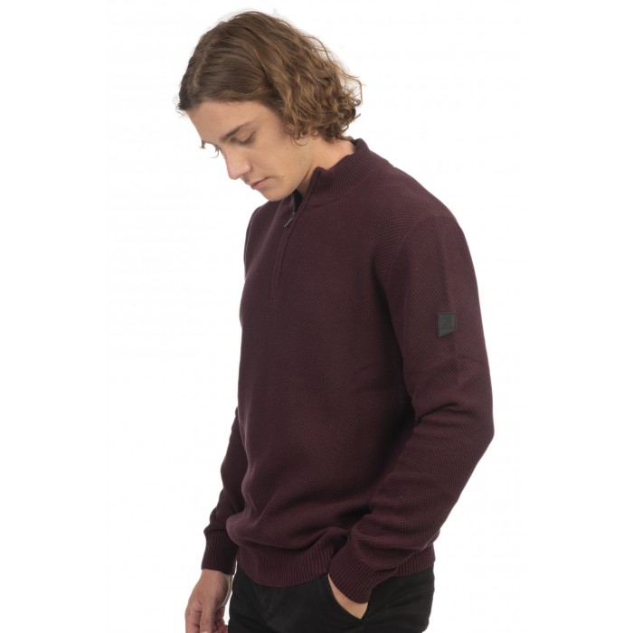 Πλεκτό Half Zip Rebase 242-RKNIT-8012 Aubergine Πλεκτά