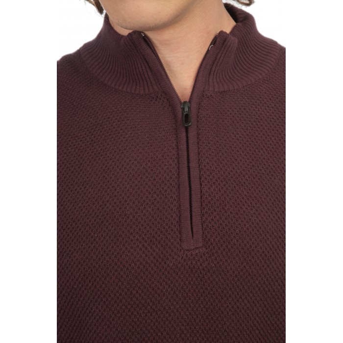 Πλεκτό Half Zip Rebase 242-RKNIT-8012 Aubergine Πλεκτά