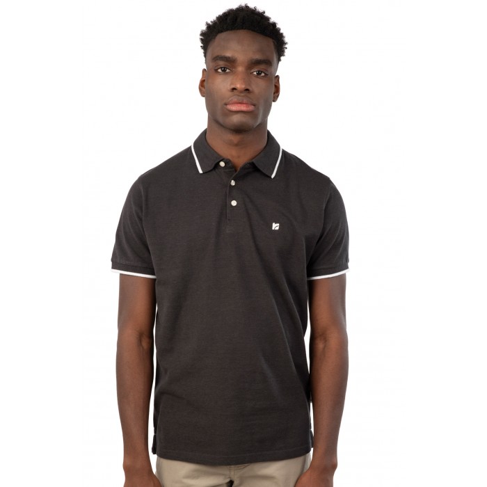 Πόλο Rebase 241-RPS-302 Black Melange Polo