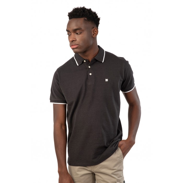 Πόλο Rebase 241-RPS-302 Black Melange Polo