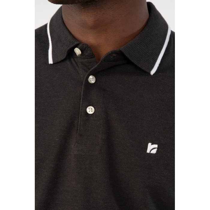 Πόλο Rebase 241-RPS-302 Black Melange Polo